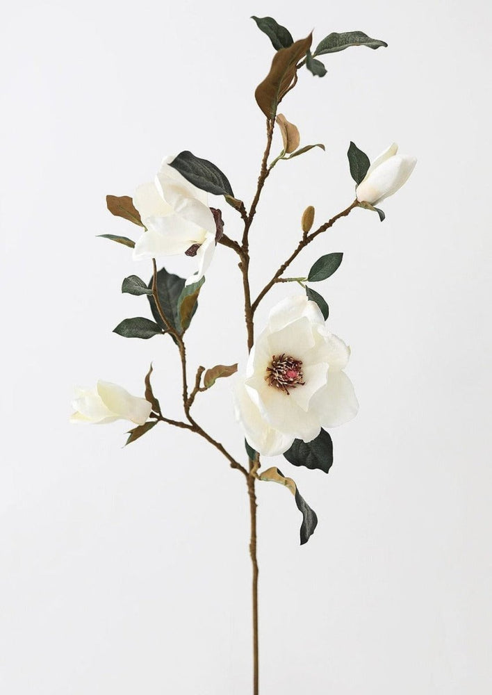 Afloral Cream Magnolia Fake Flower Branch - 35" - lily & onyx