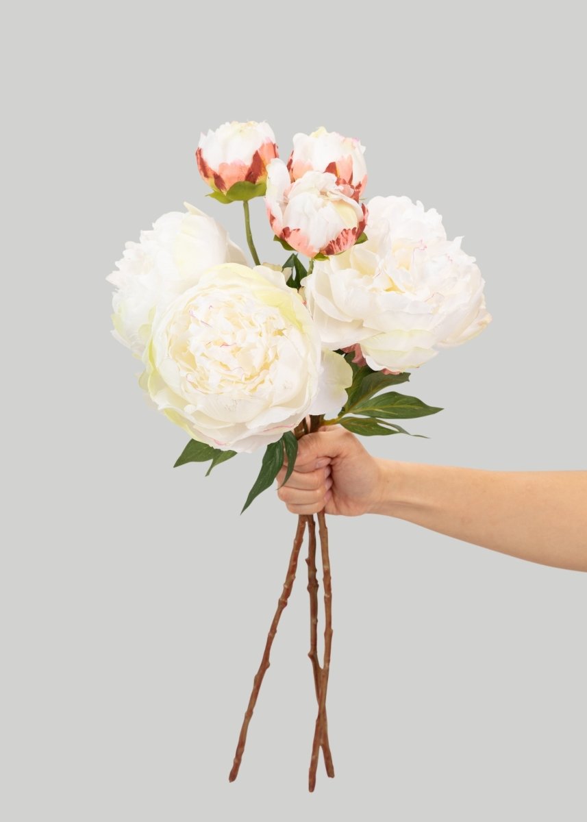 Afloral Cream Peony Faux Flower Bundle of Peonies - 21" - lily & onyx