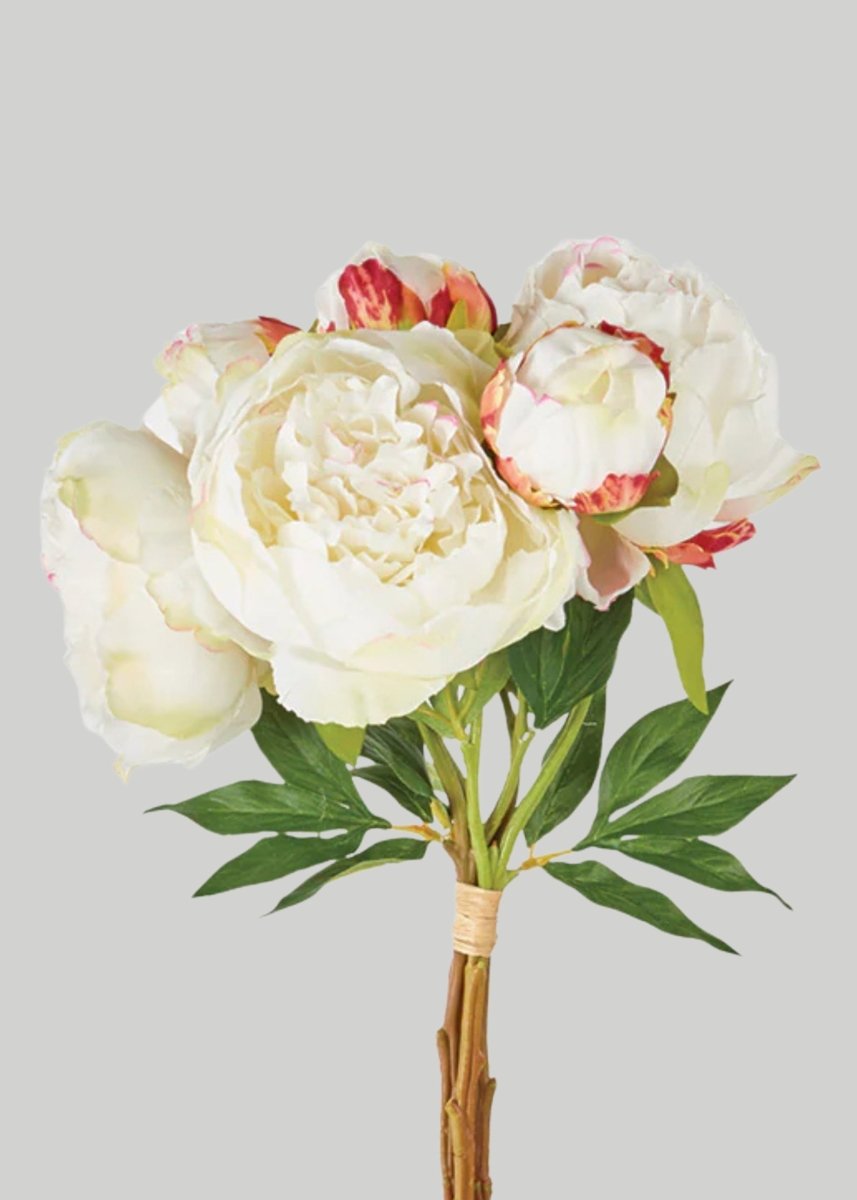Afloral Cream Peony Faux Flower Bundle of Peonies - 21" - lily & onyx