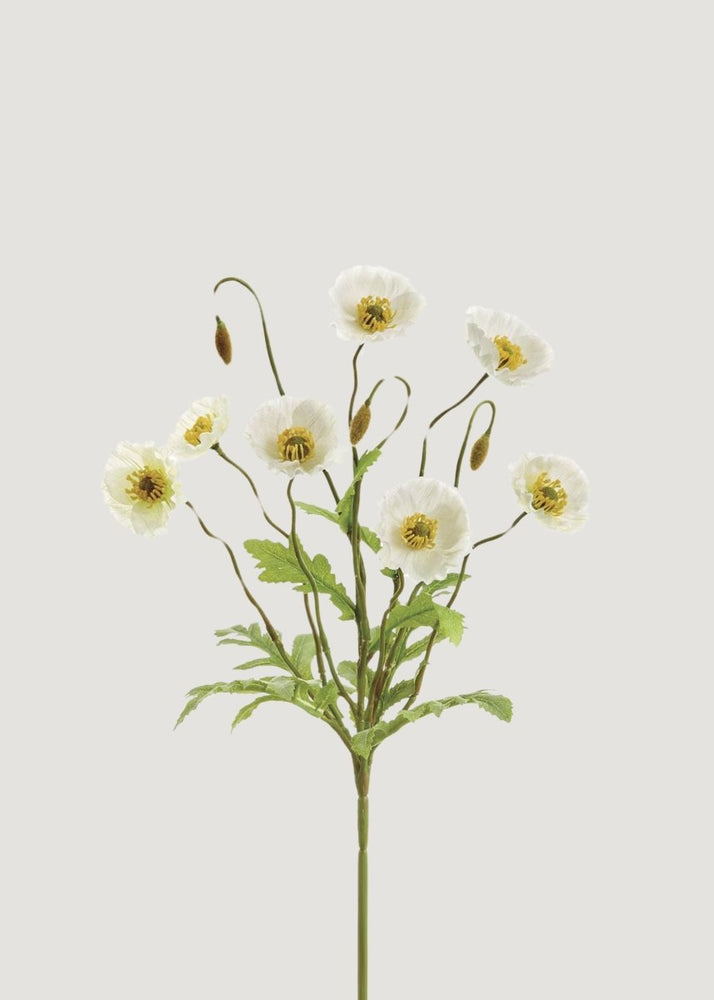 Afloral Cream Poppy Blooming Fake Flower Bush - 15" - lily & onyx
