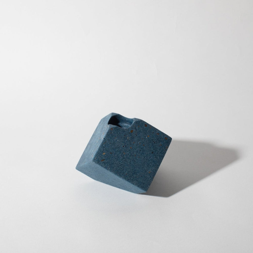 Pretti.Cool Cube Candlestick Holder | Cobalt Terrazzo - lily & onyx