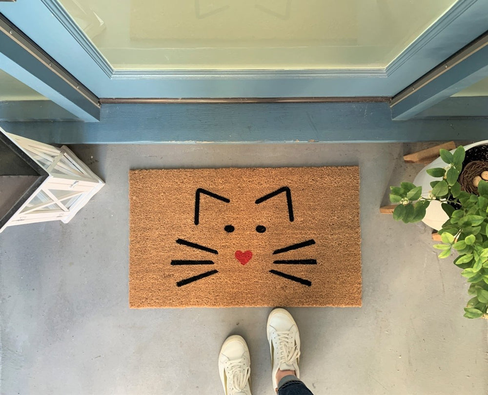 Nickel Designs Custom Doormats Cute Cat Face Outdoor Doormat - lily & onyx