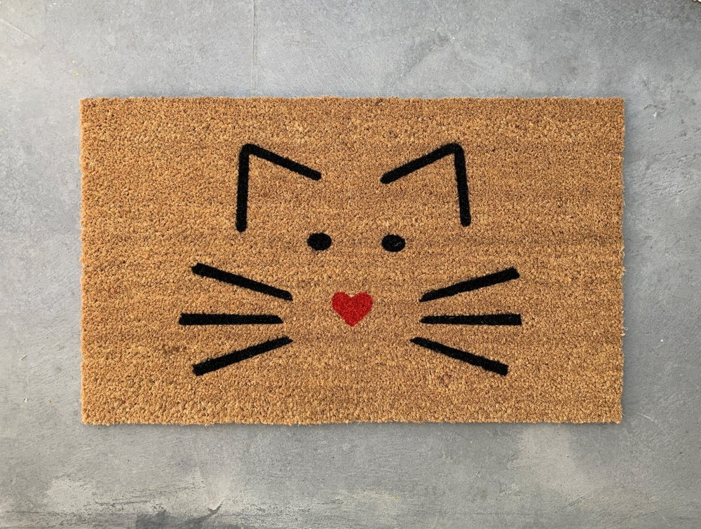 Nickel Designs Custom Doormats Cute Cat Face Outdoor Doormat - lily & onyx