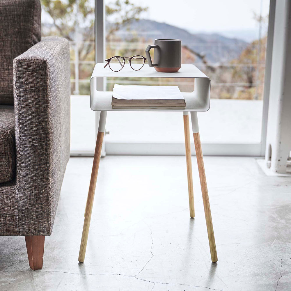 
                      
                        Steel Storage Table with Wood Legs, Tall - 23" H
                      
                    