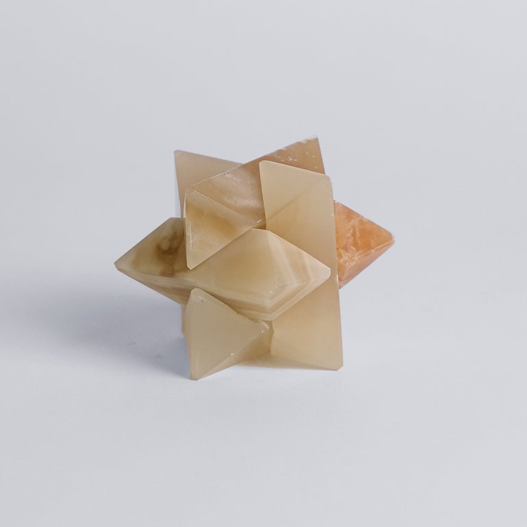 DAR Proyectos Burr Star Puzzle in Creamy Onyx | Handcarved Semi - Precious Stone Decorative Object
