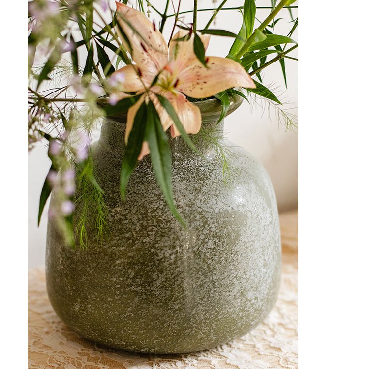 
                      
                        RusticReach Dark Green Matte Textured Glass Vase - lily & onyx
                      
                    