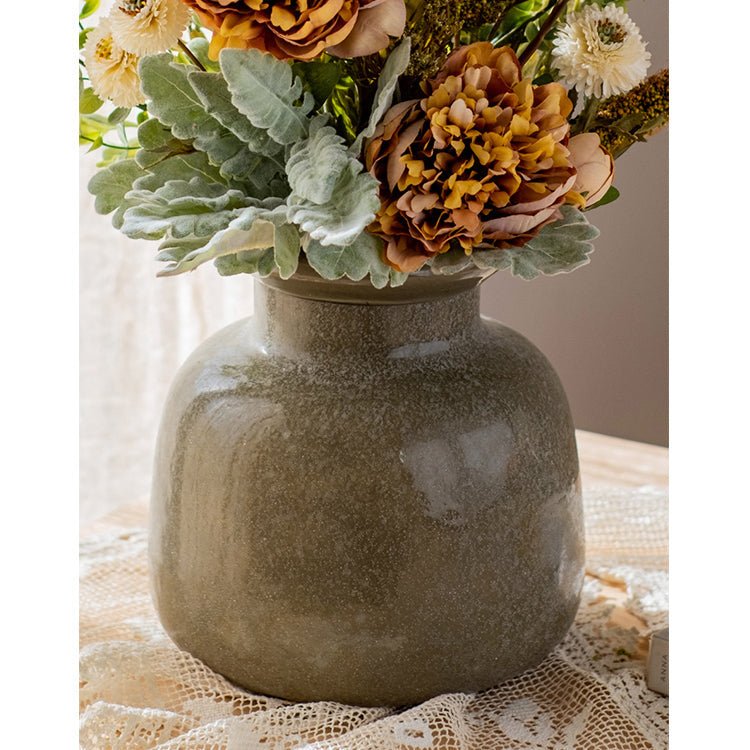 
                      
                        RusticReach Dark Green Matte Textured Glass Vase - lily & onyx
                      
                    