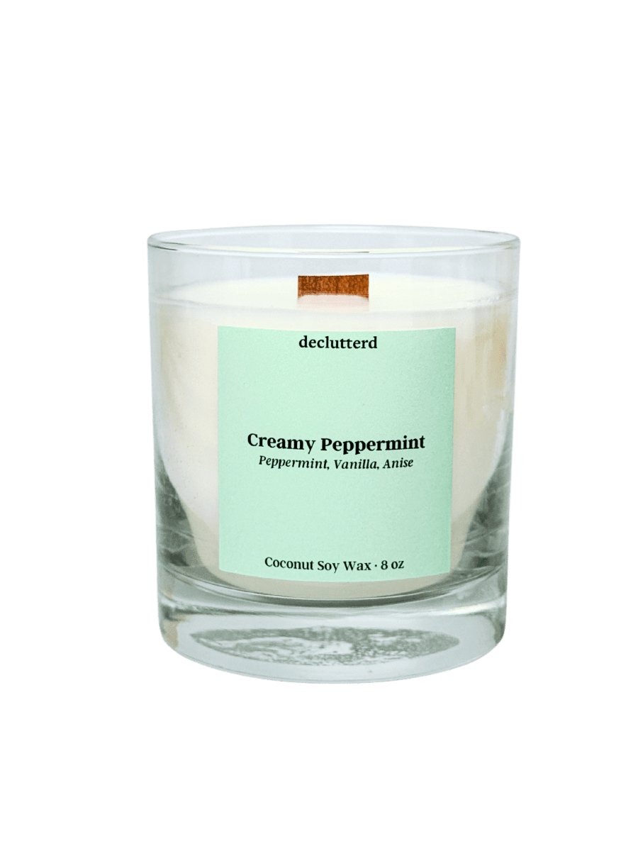 declutterd Creamy Peppermint Wood Wick Candle - Coconut Soy Wax - 8oz/13oz