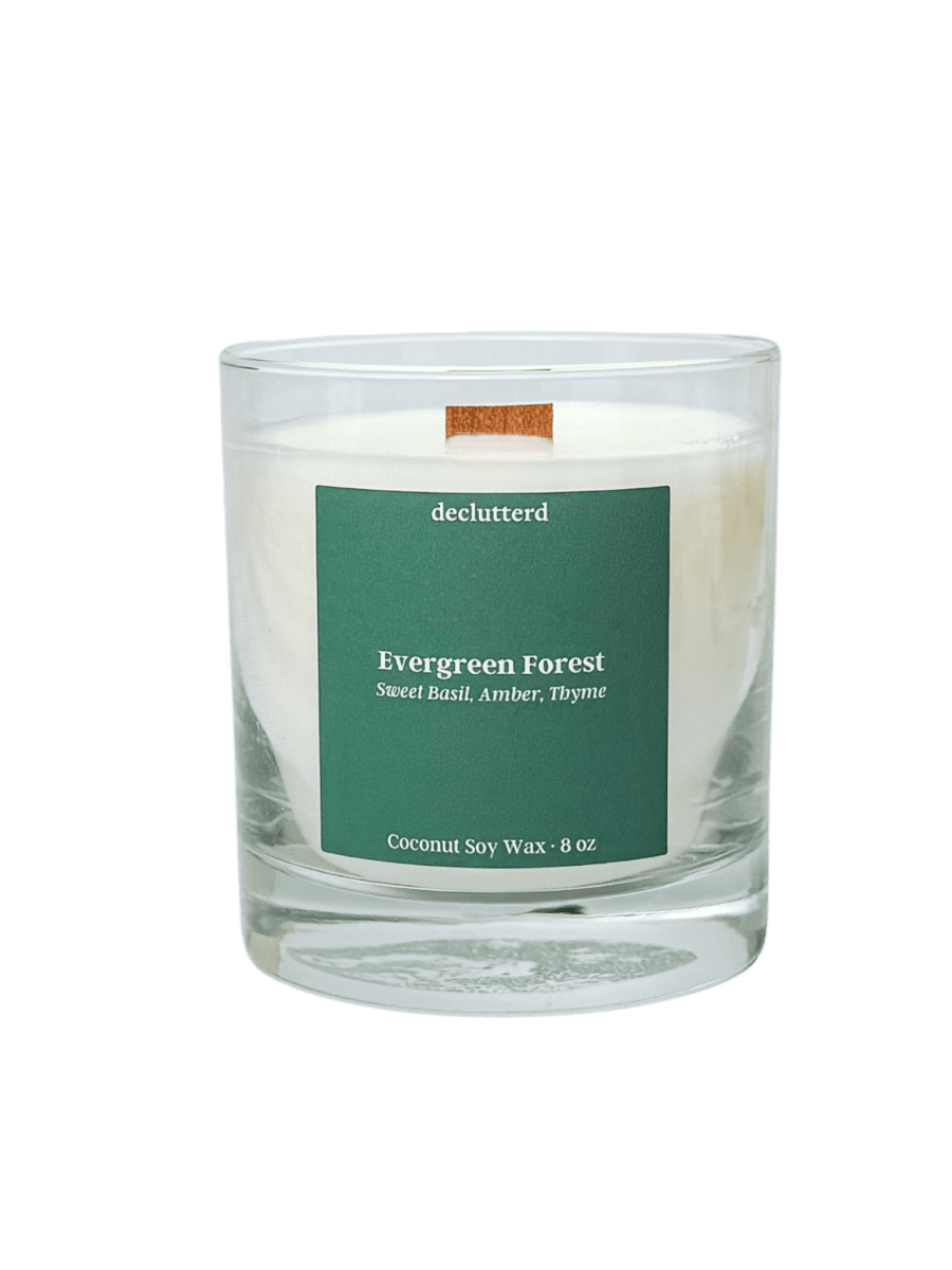 declutterd Evergreen Forest Wood Wick Candle - Coconut Soy Wax 8oz/13oz