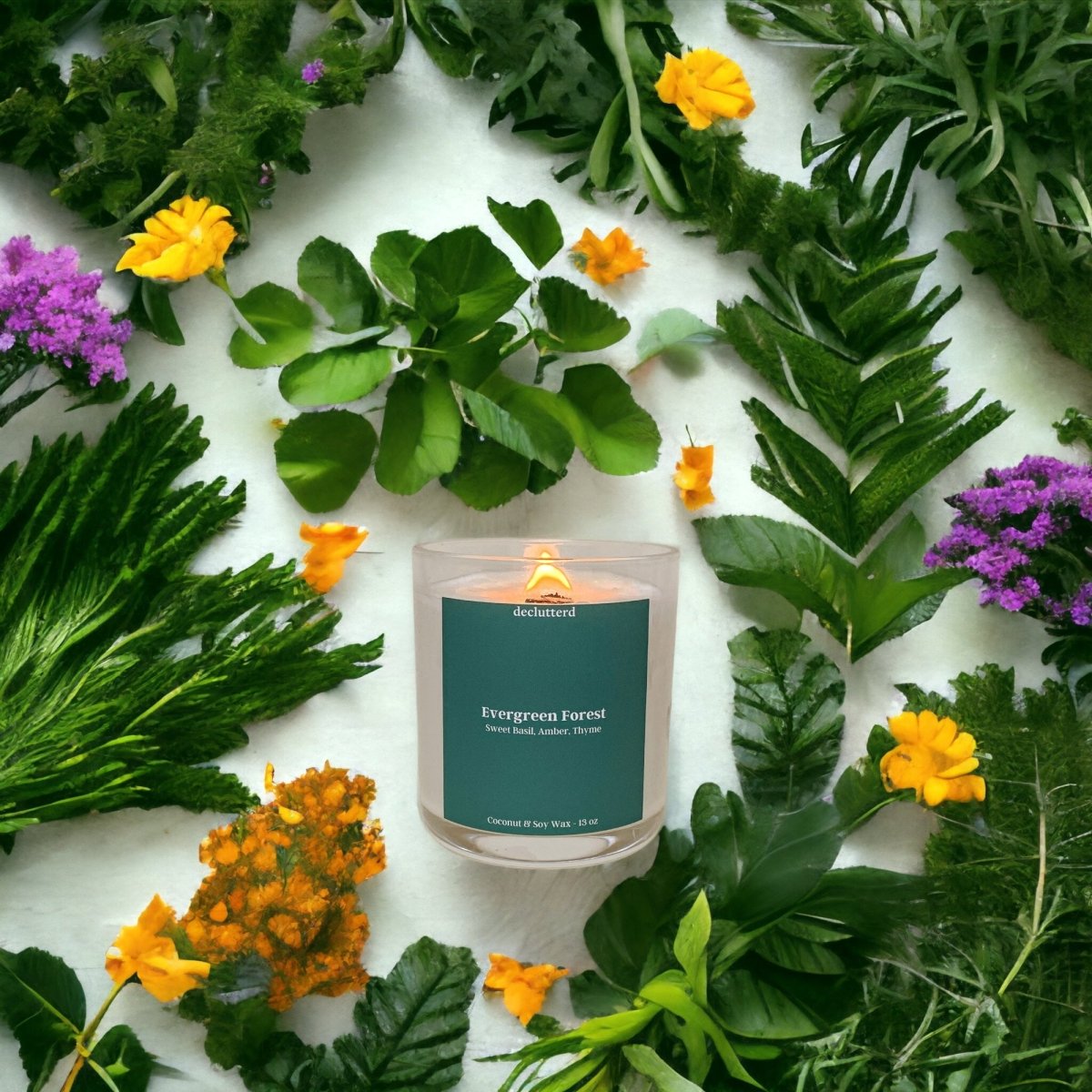 declutterd Evergreen Forest Wood Wick Candle - Coconut Soy Wax 8oz/13oz