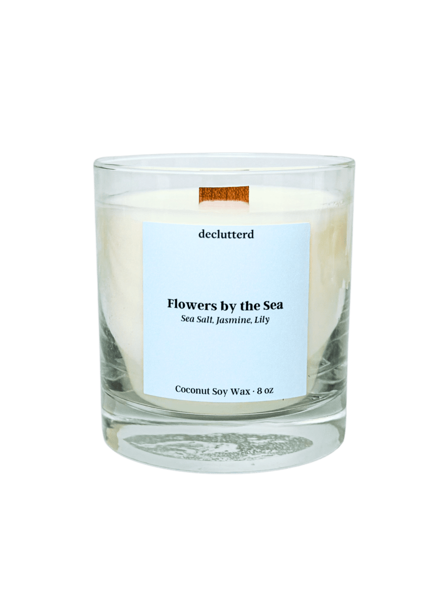declutterd Flowers by the Sea Wood Wick Candle - Coconut Soy Wax 8oz/13oz