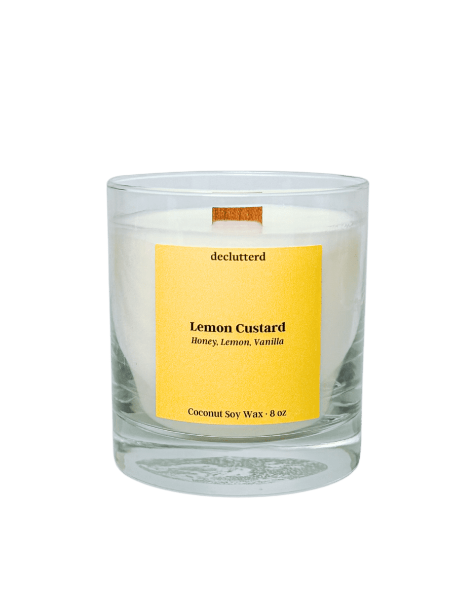 declutterd Lemon Custard Wood Wick Candle - Coconut Soy Wax 8oz/13oz