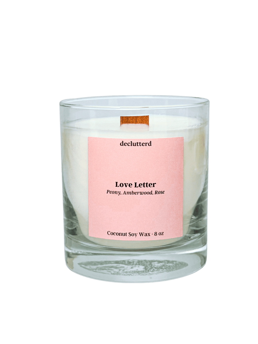 declutterd Love Letter Wood Wick Candle - Coconut Soy Rose Amberwood 8oz/13oz