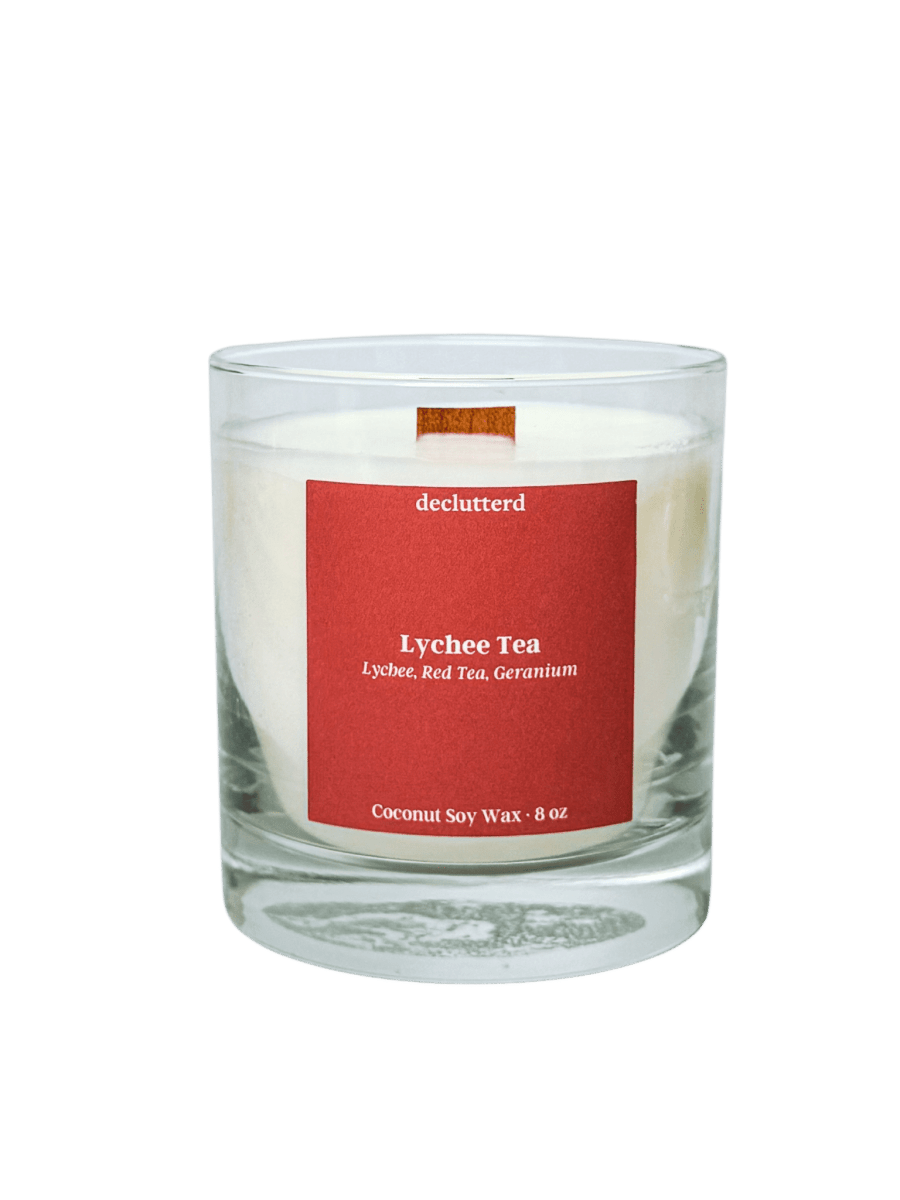 declutterd Lychee Tea Wood Wick Candle - Coconut Soy Wax 8oz/13oz