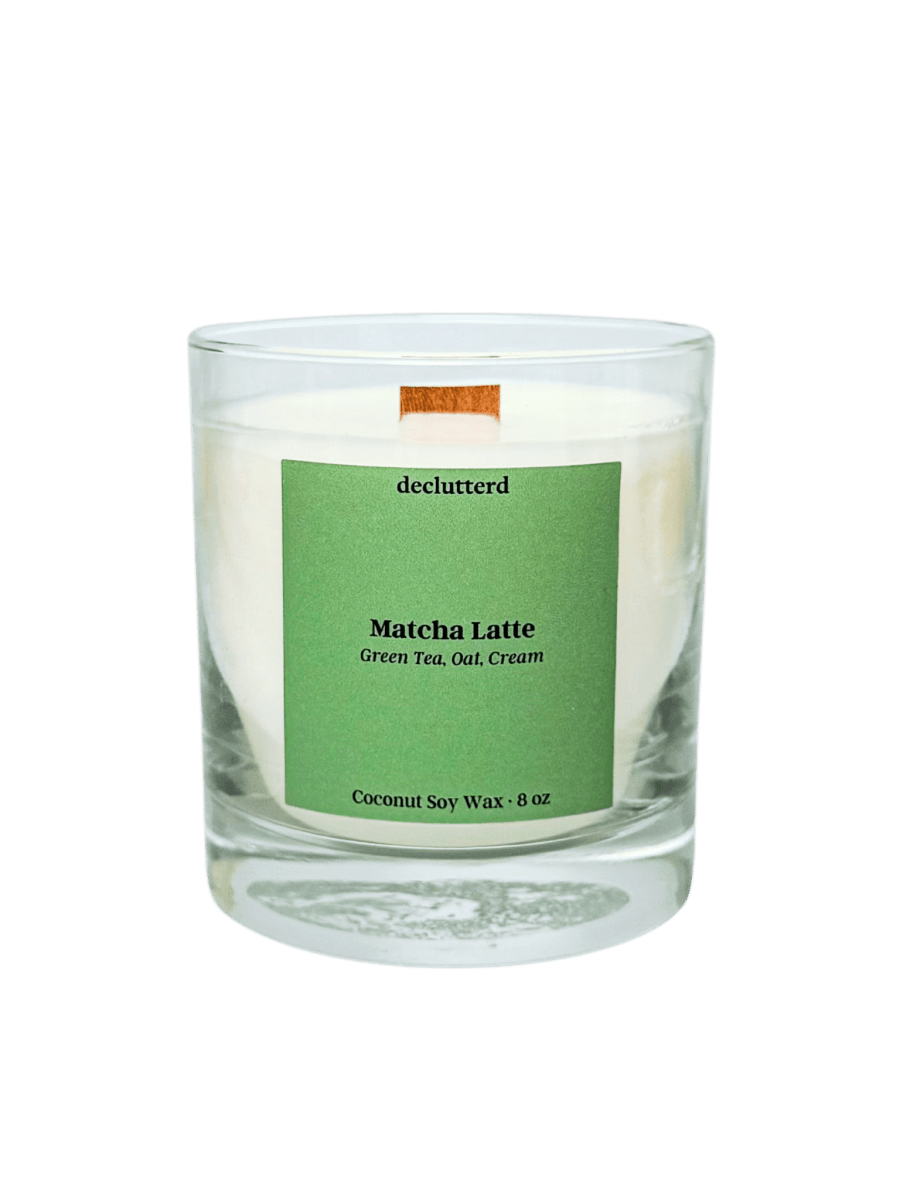declutterd Matcha Latte Wood Wick Candle - Coconut Soy Wax - 8oz/13oz