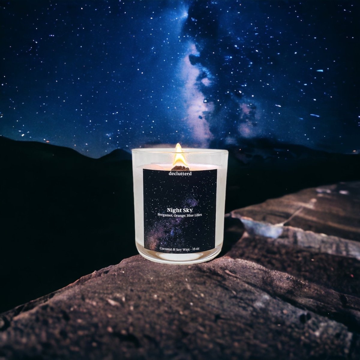 declutterd Night Sky Wood Wick Candle - Coconut Soy Wax 8oz/13oz