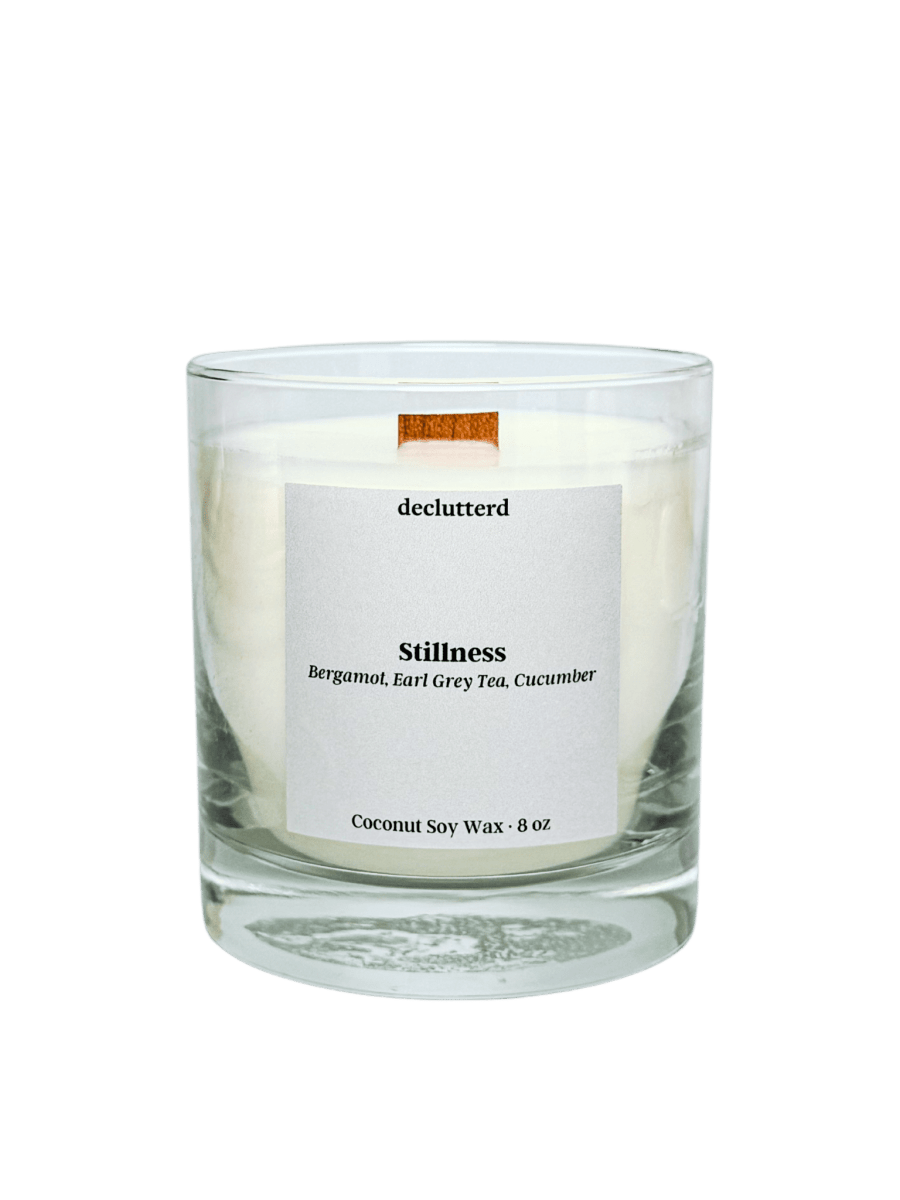 declutterd Stillness Wood Wick Candle - Earl Grey Tea & Bergamot Scent