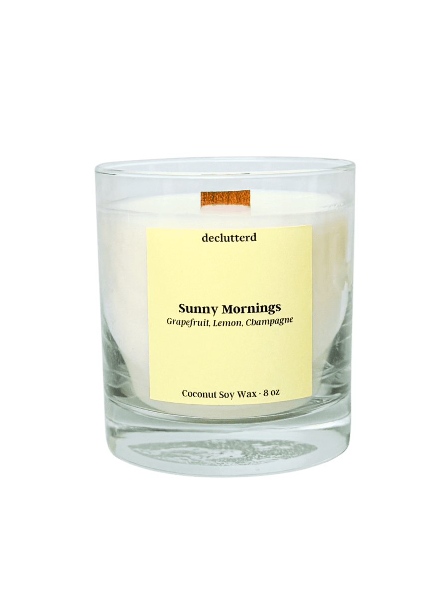 declutterd Sunny Mornings Wood Wick Candle - Coconut Soy Wax - Citrus