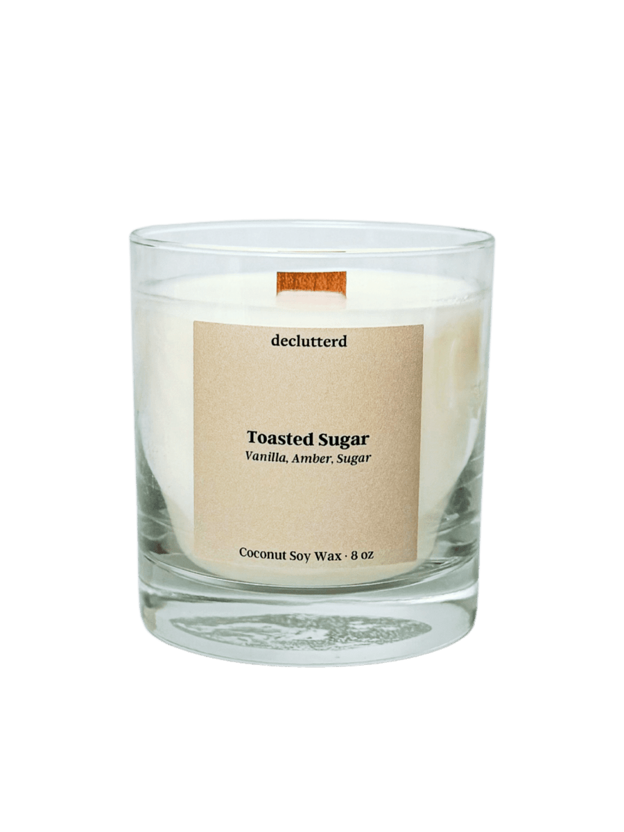 declutterd Toasted Sugar Wood Wick Candle - Coconut Soy Wax 8oz/13oz