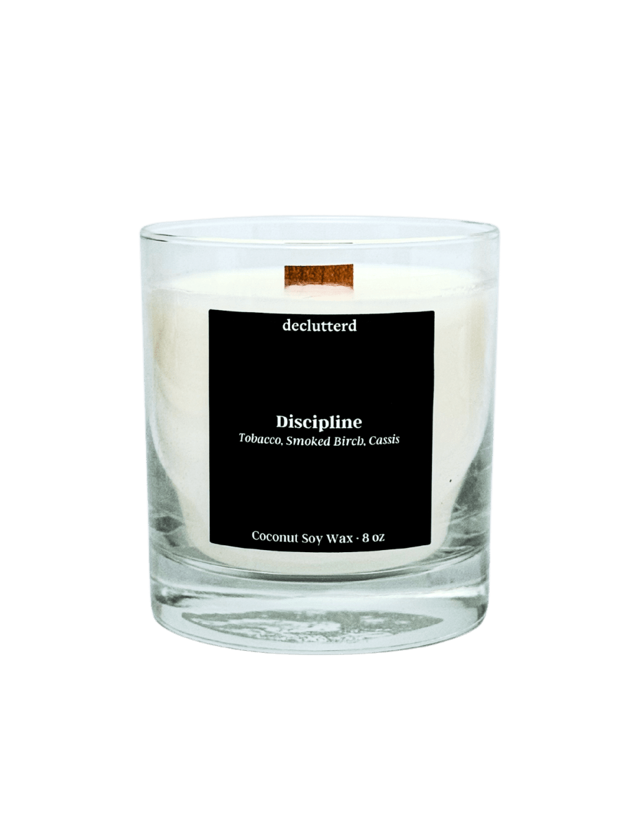 declutterd Wood Wick Candle - Tobacco & Smoked Birch - 8oz & 13oz
