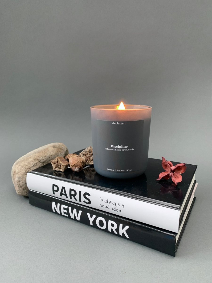 declutterd Wood Wick Candle - Tobacco & Smoked Birch - 8oz & 13oz