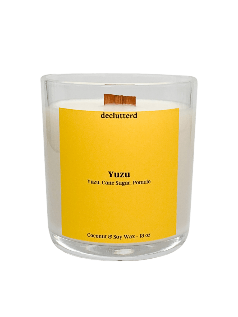 declutterd Yuzu Wood Wick Candle - Coconut Soy Wax, Citrus Scent, 8oz/13oz