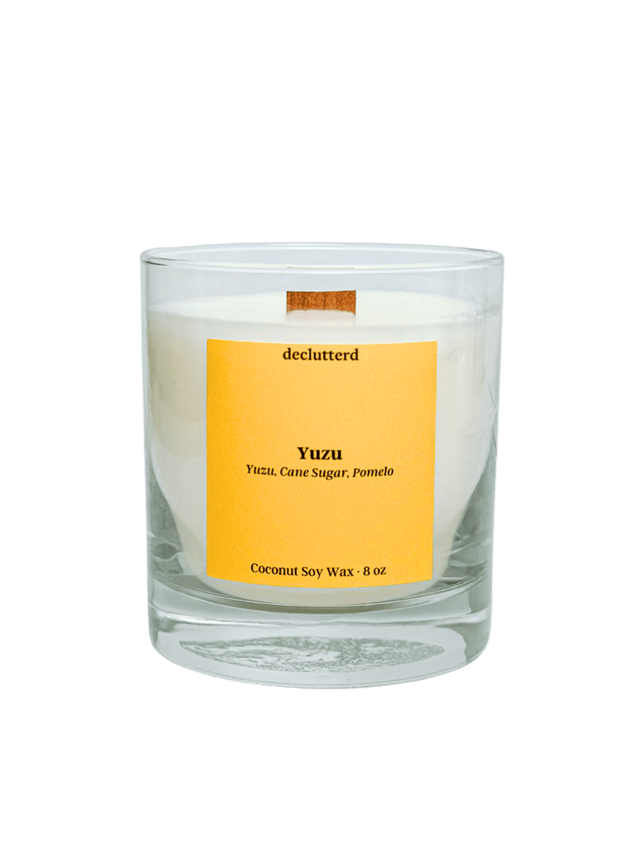 declutterd Yuzu Wood Wick Candle - Coconut Soy Wax, Citrus Scent, 8oz/13oz