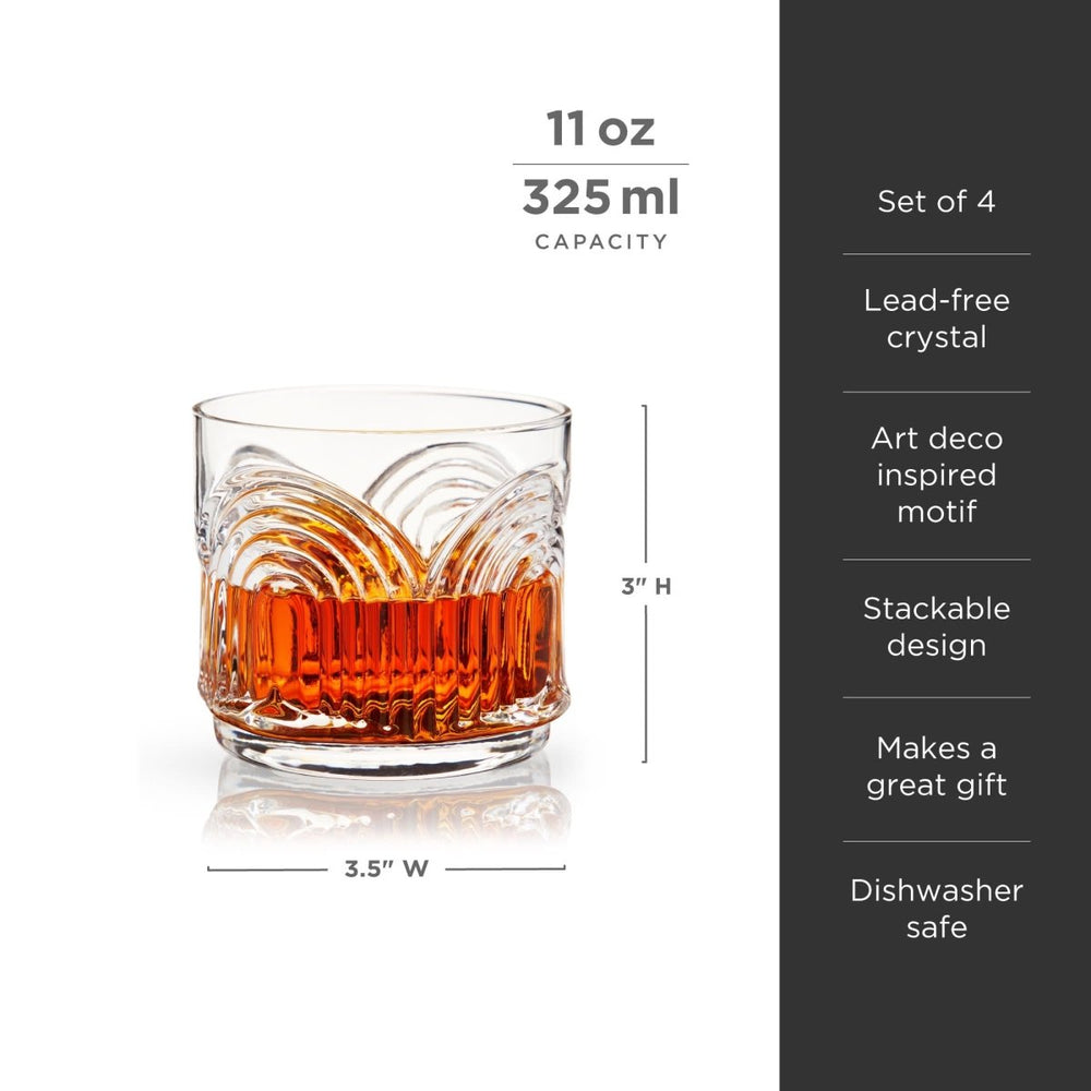 
                      
                        Viski Deco Beau Crystal Lowball Tumblers, Set of 4 - lily & onyx
                      
                    