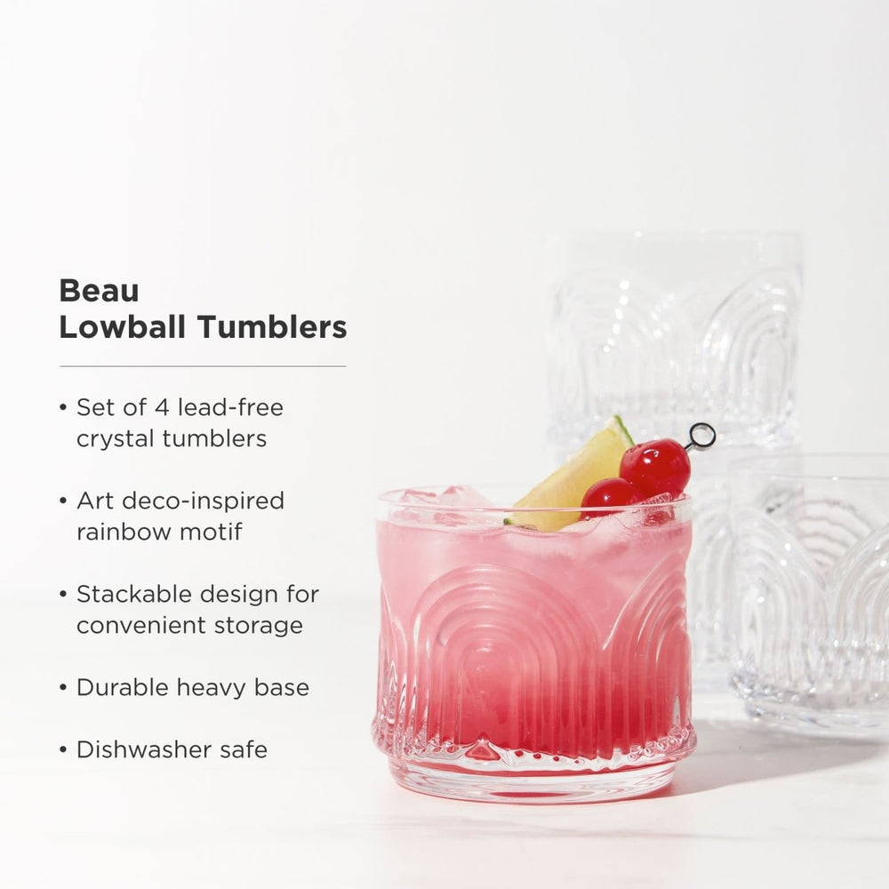 
                      
                        Viski Deco Beau Crystal Lowball Tumblers, Set of 4 - lily & onyx
                      
                    