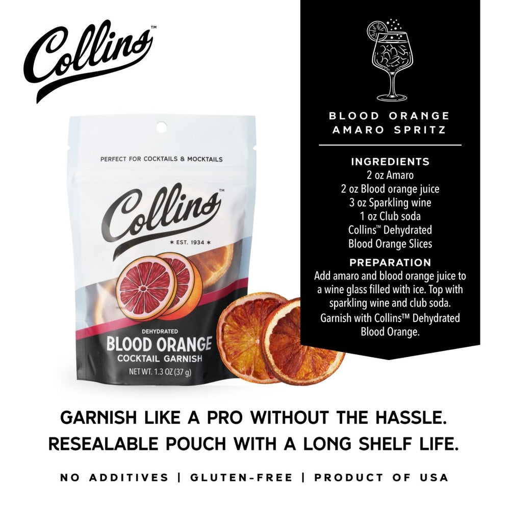 
                      
                        Collins Dehydrated Blood Orange Cocktail Garnish, 1.3 oz - lily & onyx
                      
                    