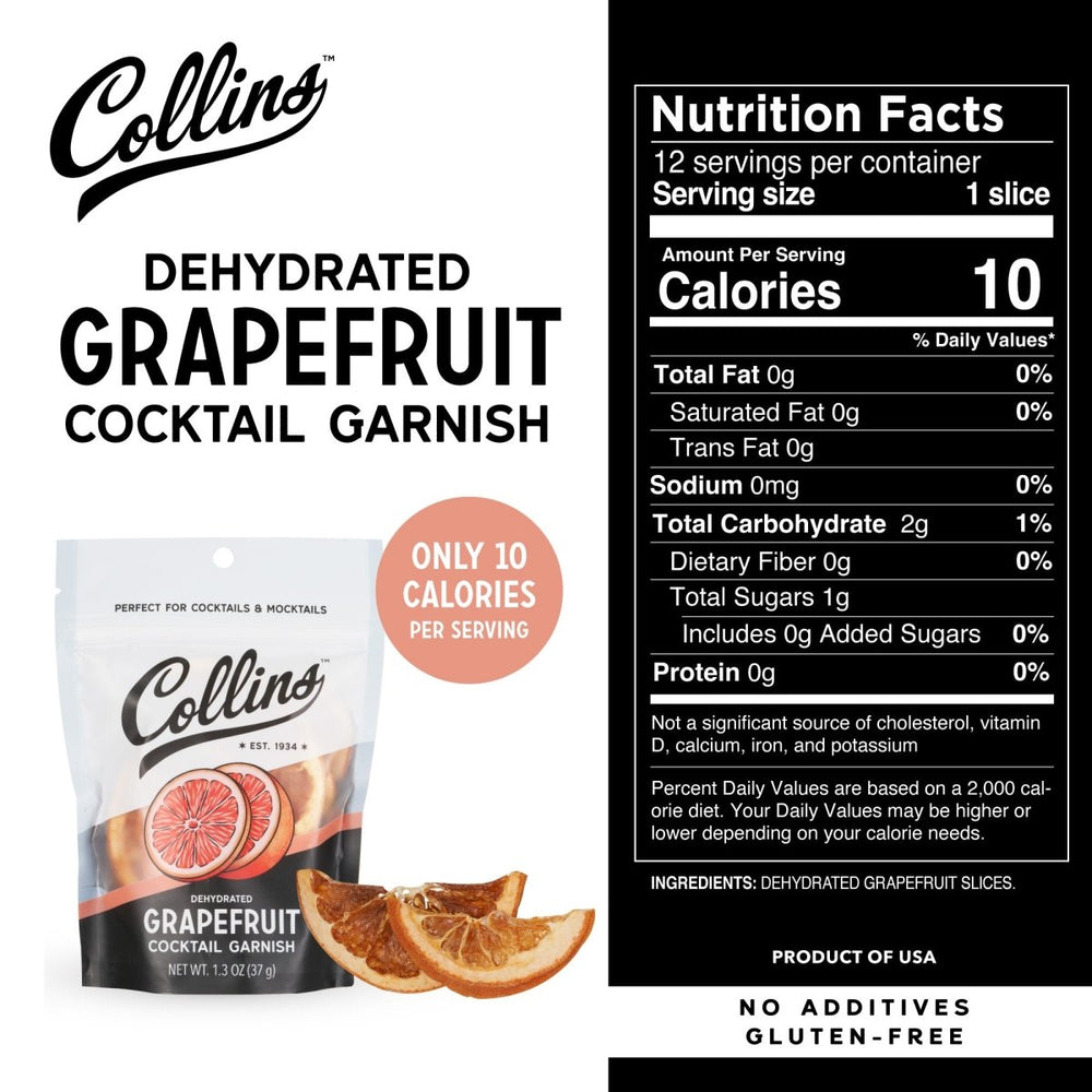 
                      
                        Collins Dehydrated Grapefruit Cocktail Garnish, 1.3 oz - lily & onyx
                      
                    