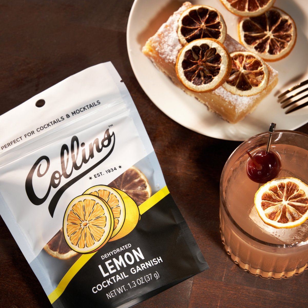 Collins Dehydrated Lemon Cocktail Garnish, 1.3 oz - lily & onyx