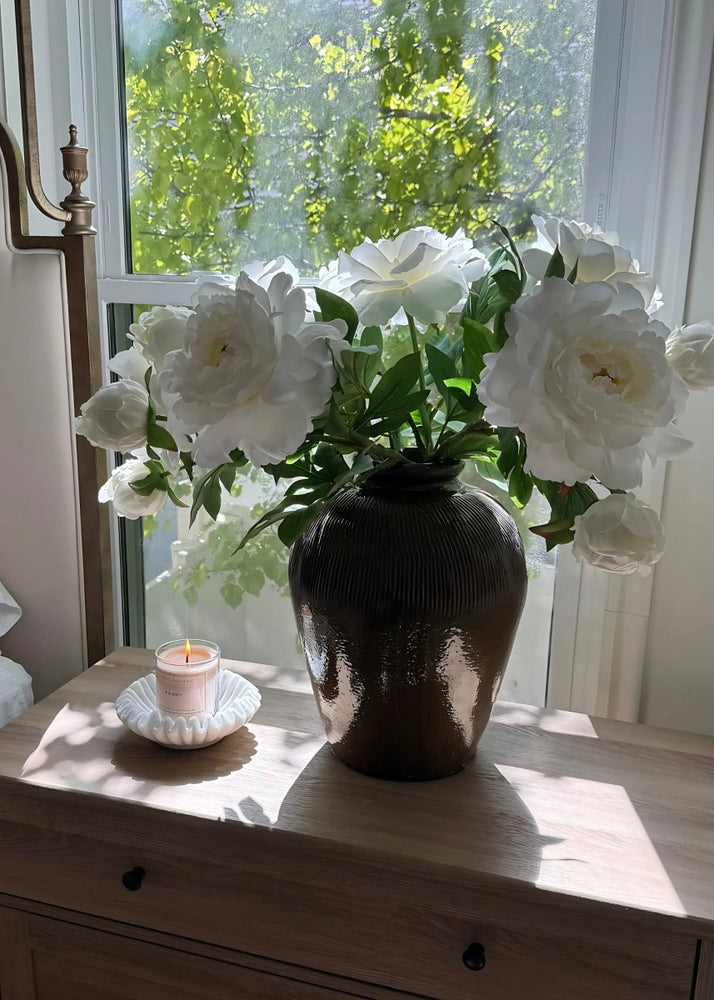 Afloral Deluxe White Queen Garden Peony Fake Flower - 30" - lily & onyx