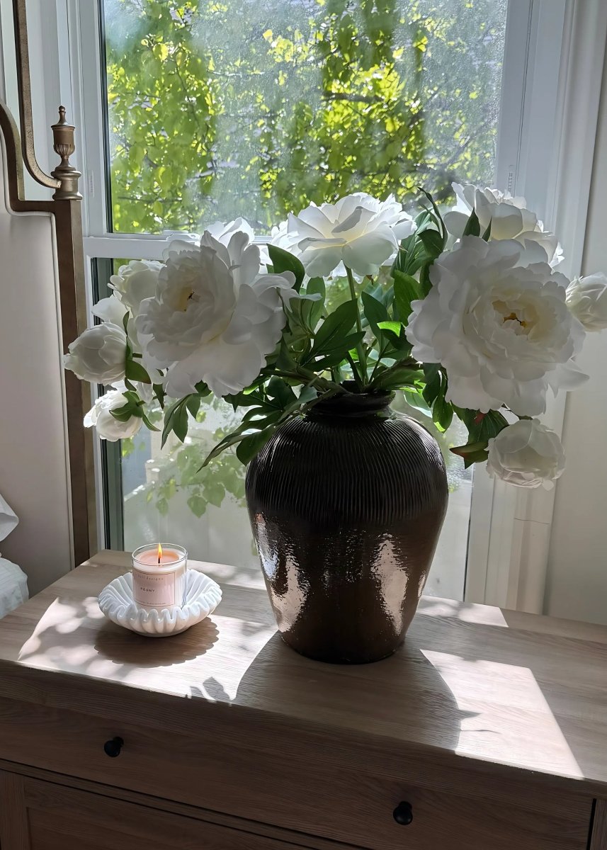 Afloral Deluxe White Queen Garden Peony Fake Flower - 30" - lily & onyx