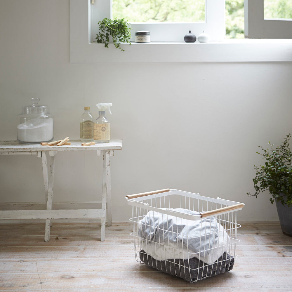 Wire Basket with Wood Handles