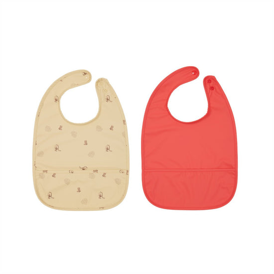 oyoy.us Dino Bib Set in Butter and Cherry Red - lily & onyx