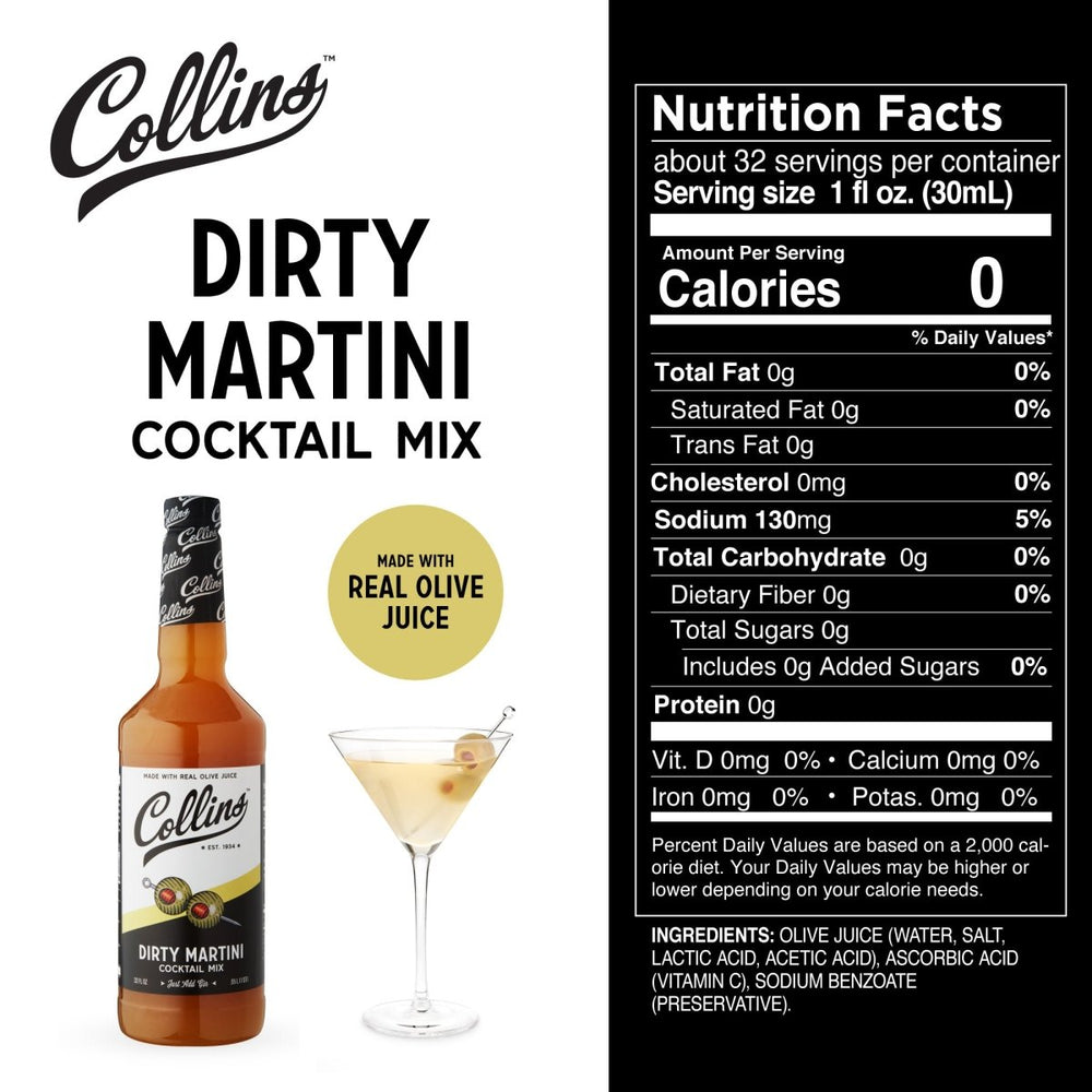 
                      
                        Collins Dirty Martini Cocktail Mix, 32 oz - lily & onyx
                      
                    
