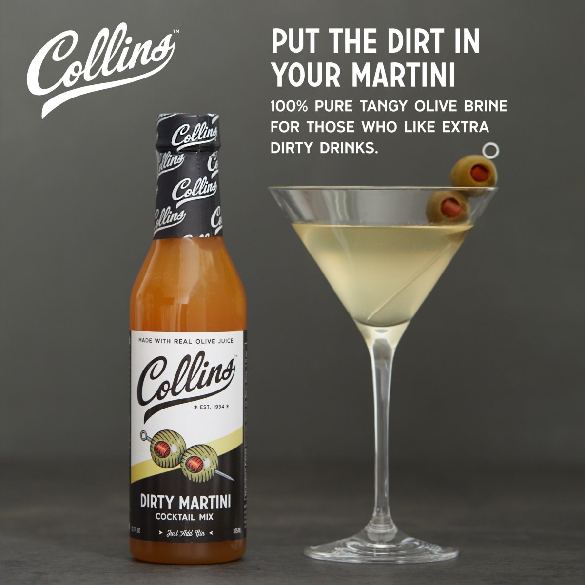 Collins Dirty Martini Mix, 12.7 oz - lily & onyx