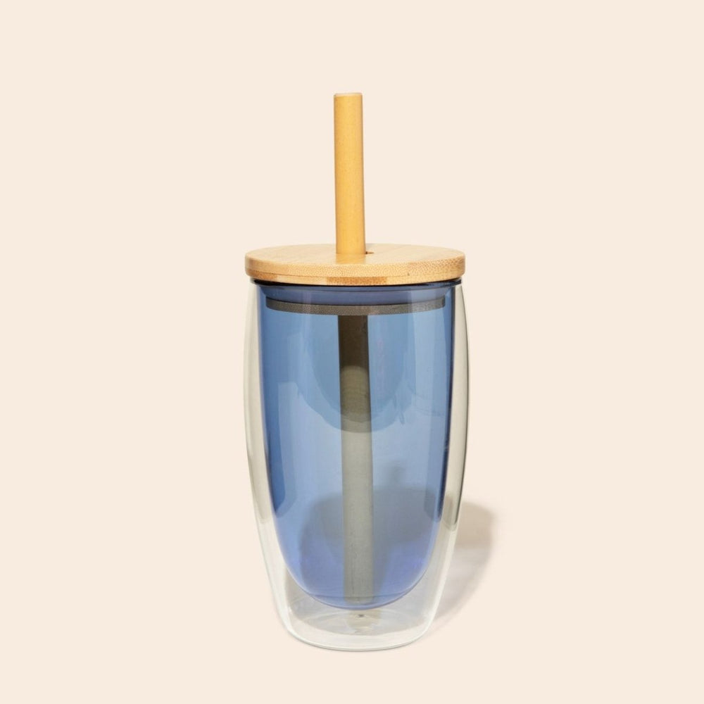 
                      
                        Bamboo Switch Double - Wall Glass Tumbler With Bamboo Straw & Lid - lily & onyx
                      
                    