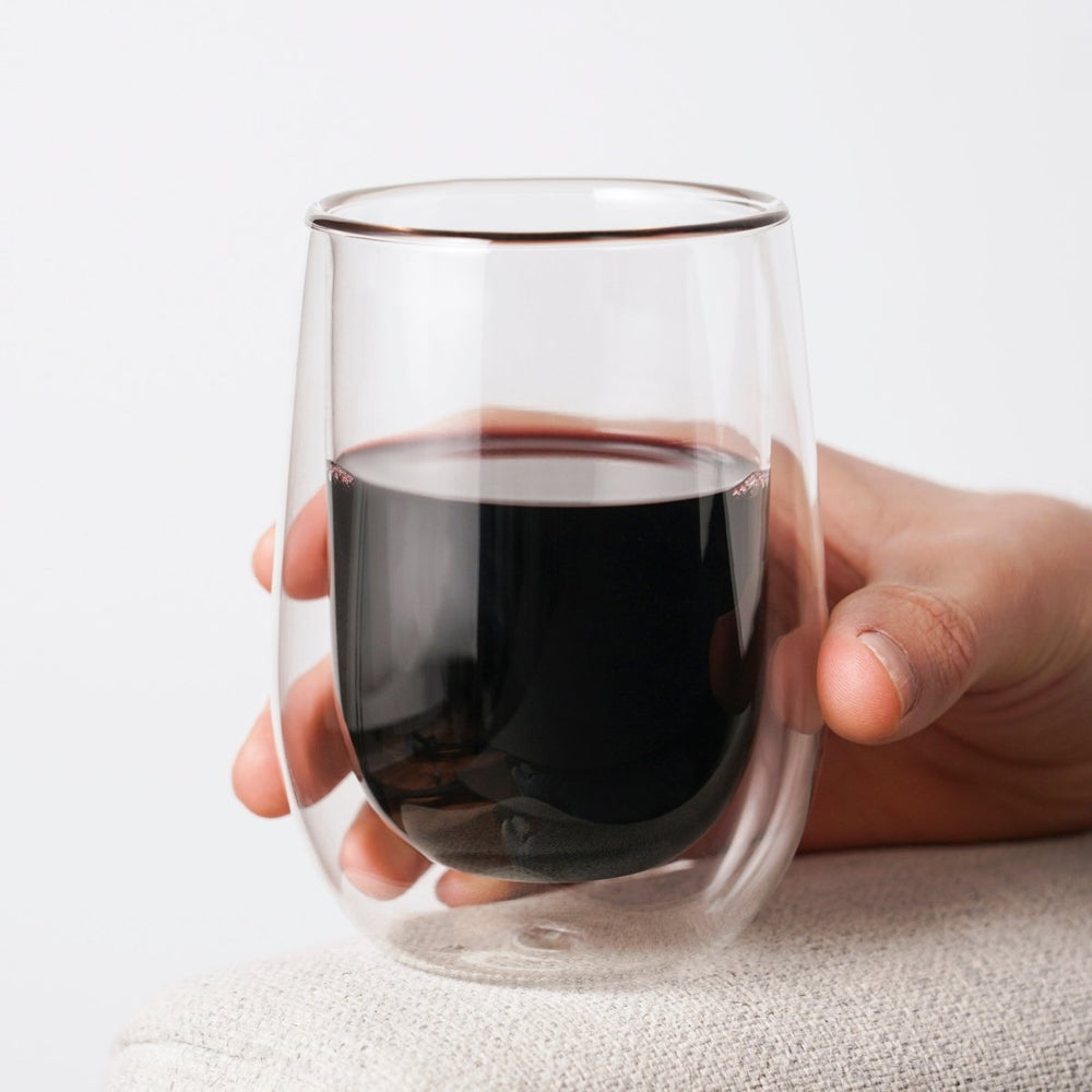 True Double Walled 10 oz Stemless Wine Glasses, Set of 2 - lily & onyx