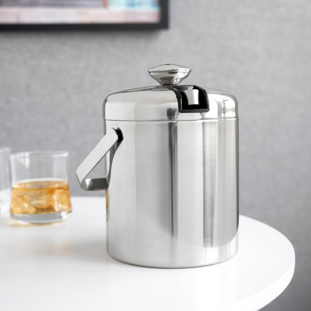 True Double Walled Stainless Steel Ice Bucket with Tongs - lily & onyx