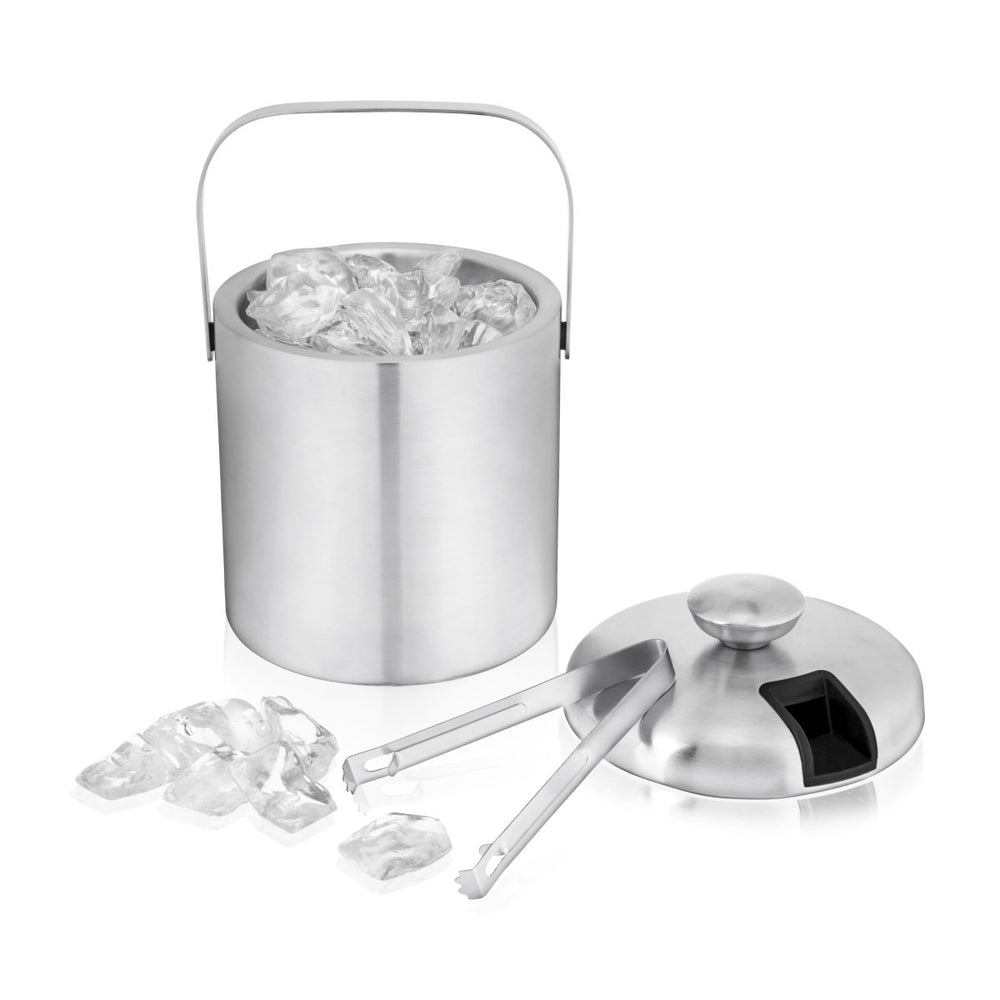 True Double Walled Stainless Steel Ice Bucket with Tongs - lily & onyx