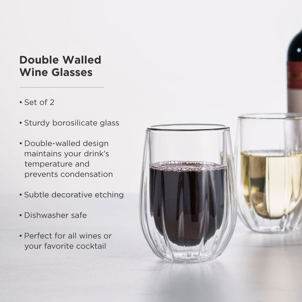 
                      
                        Viski Double - Walled Stemless Wine Glasses, Set of 2 - lily & onyx
                      
                    