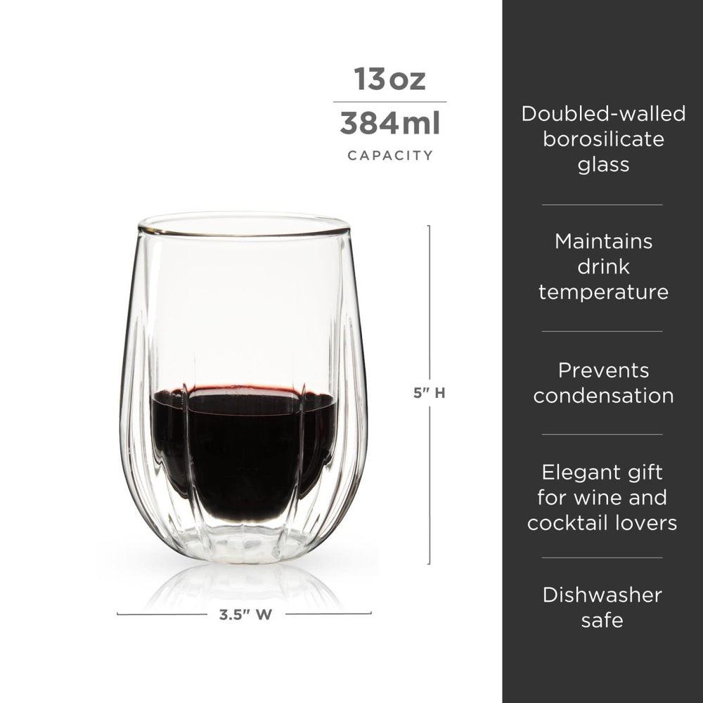 
                      
                        Viski Double - Walled Stemless Wine Glasses, Set of 2 - lily & onyx
                      
                    