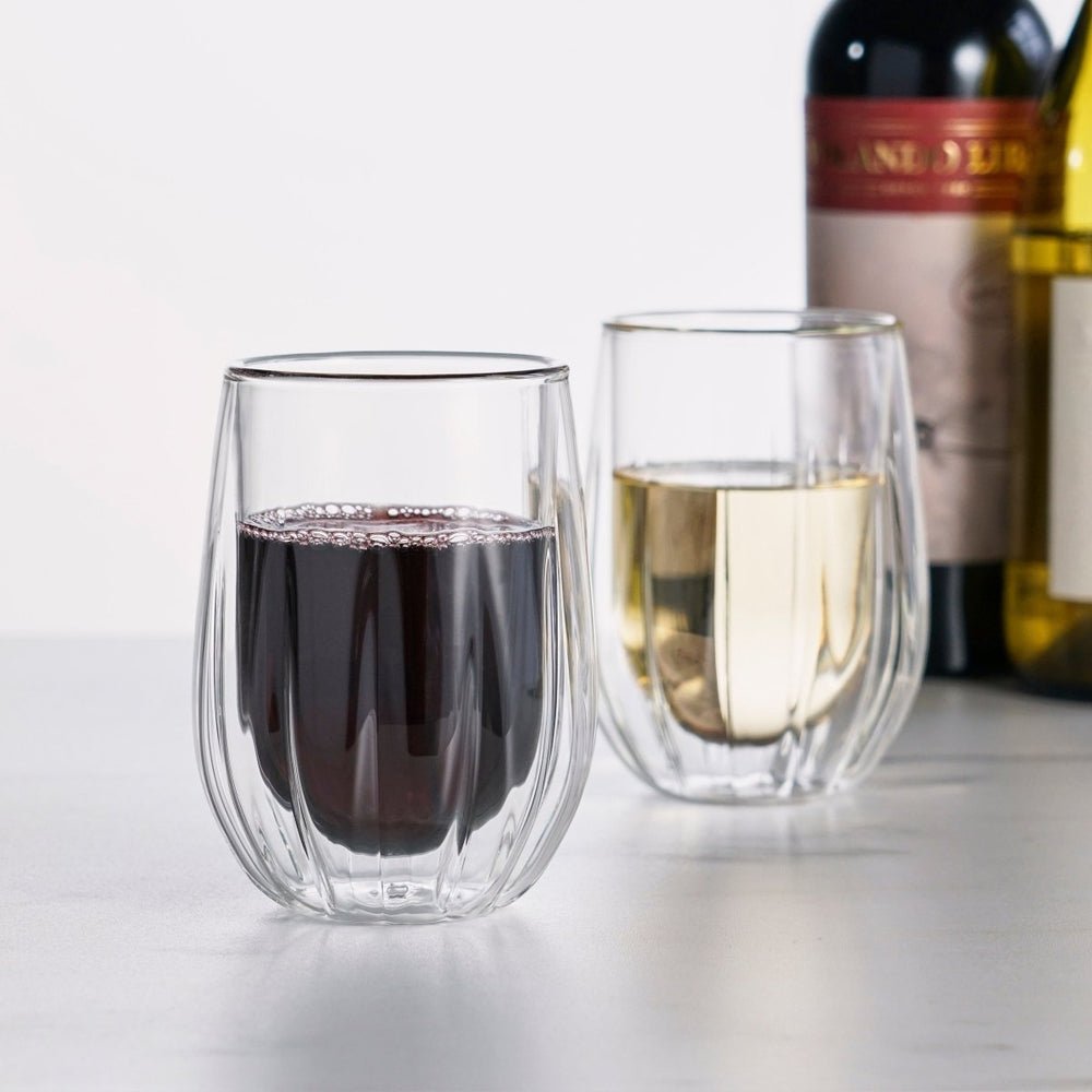 Viski Double - Walled Stemless Wine Glasses, Set of 2 - lily & onyx