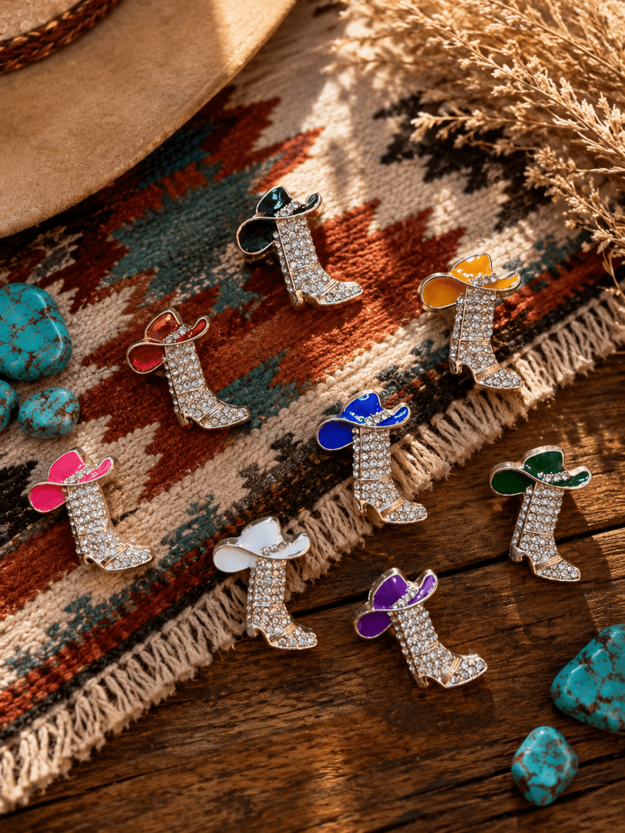 Drink Gems RHINESTONE RODEO Western Wine Glass Charms, Set of 8
