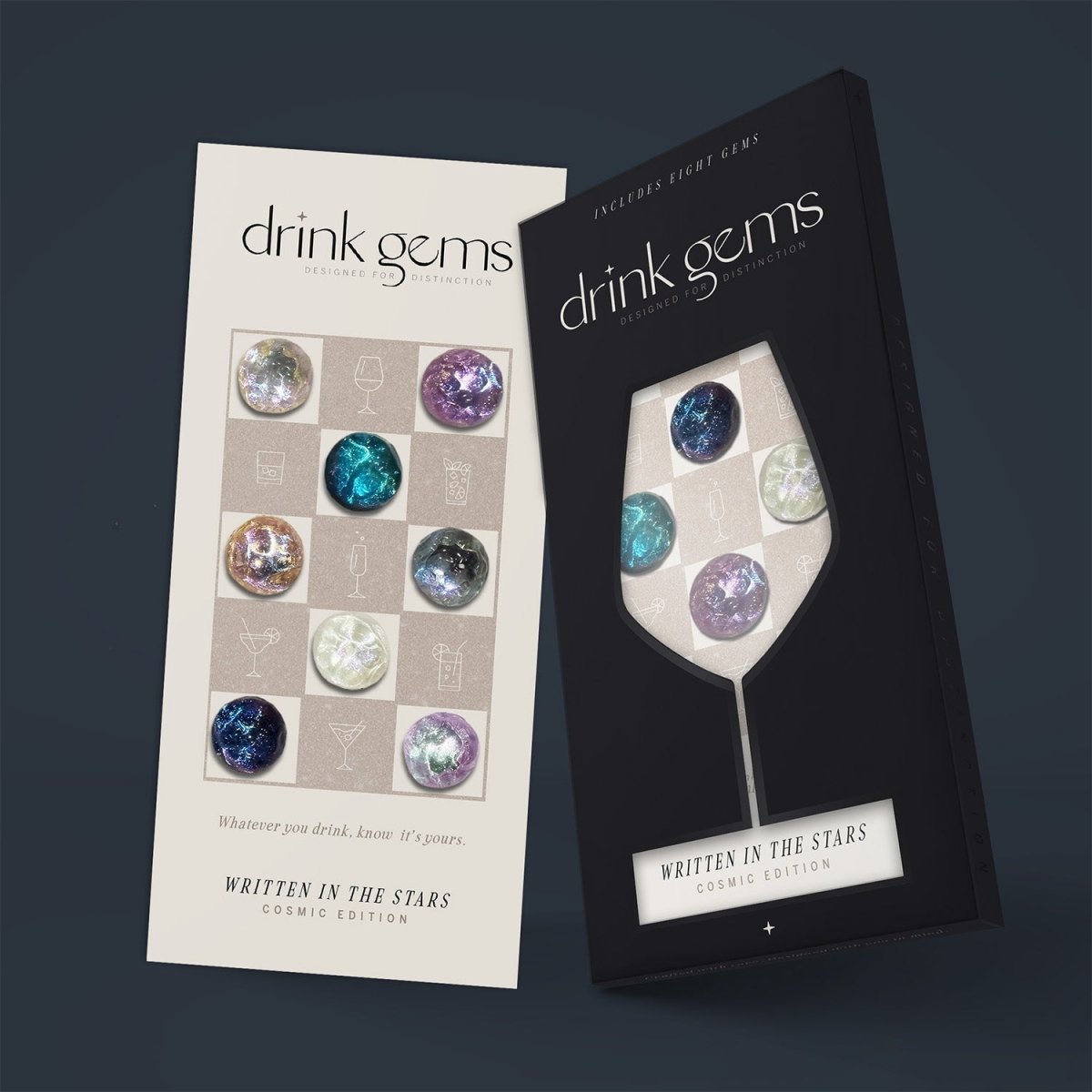 Drink Gems WRITTEN IN THE STARS Celestial Wine Glass Charms, Set of 8
