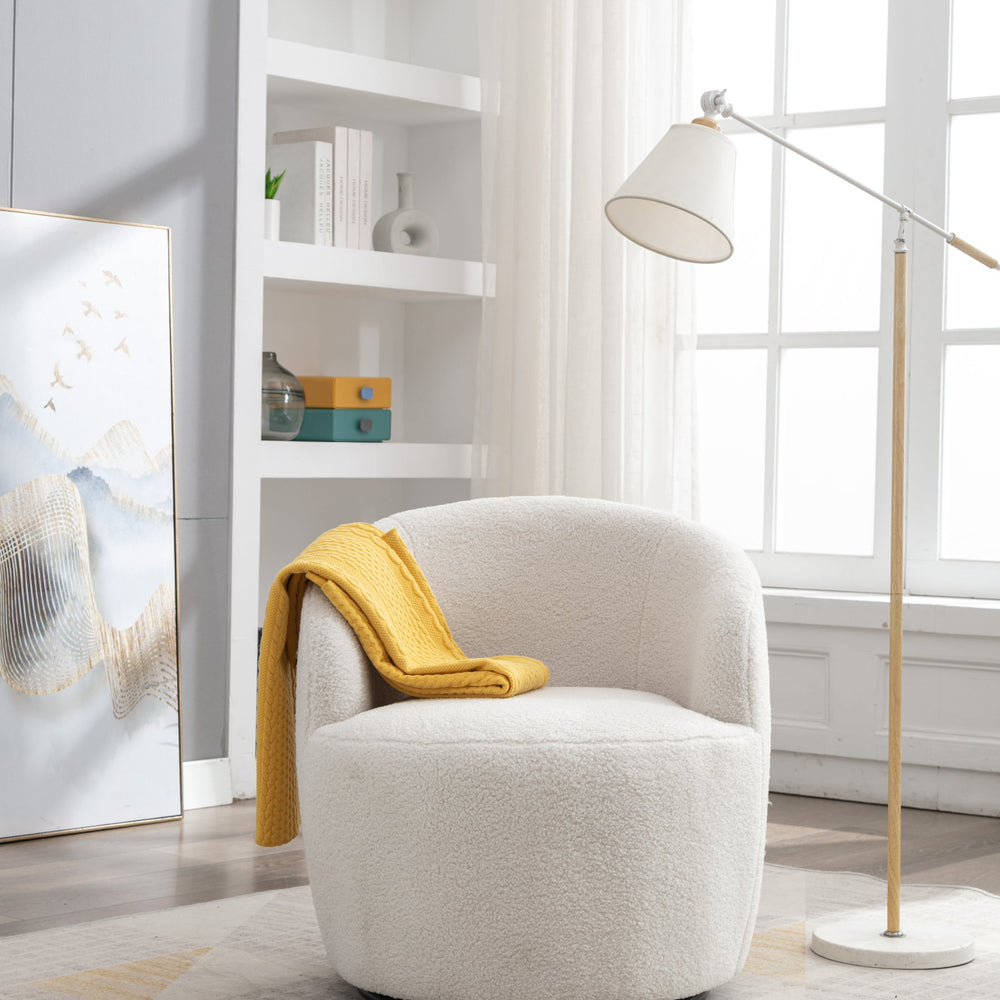 
                      
                        Teddy Swivel Accent Barrel Armchair, Ivory
                      
                    