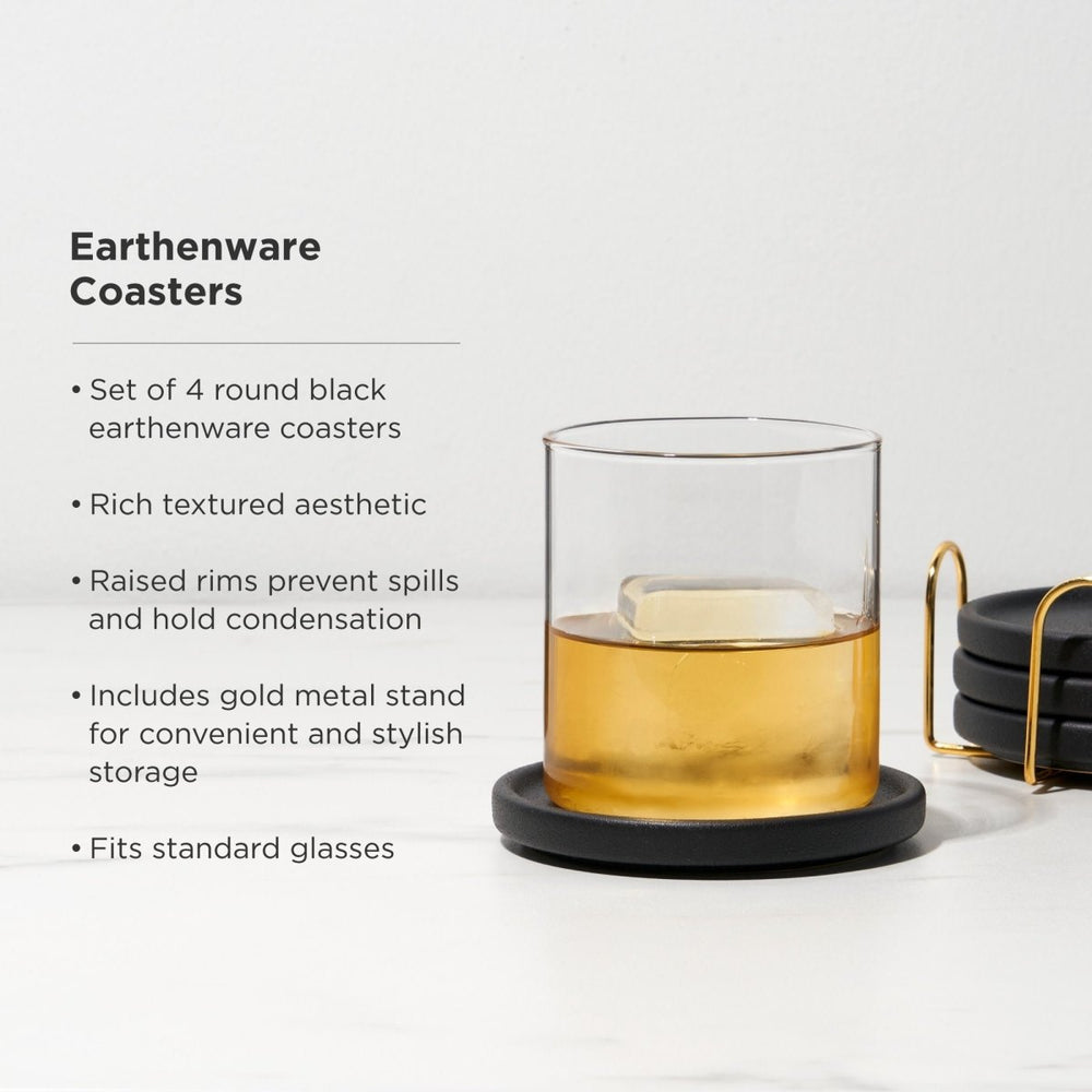 
                      
                        Viski Earthenware Coasters with Stand, Set of 4 - lily & onyx
                      
                    