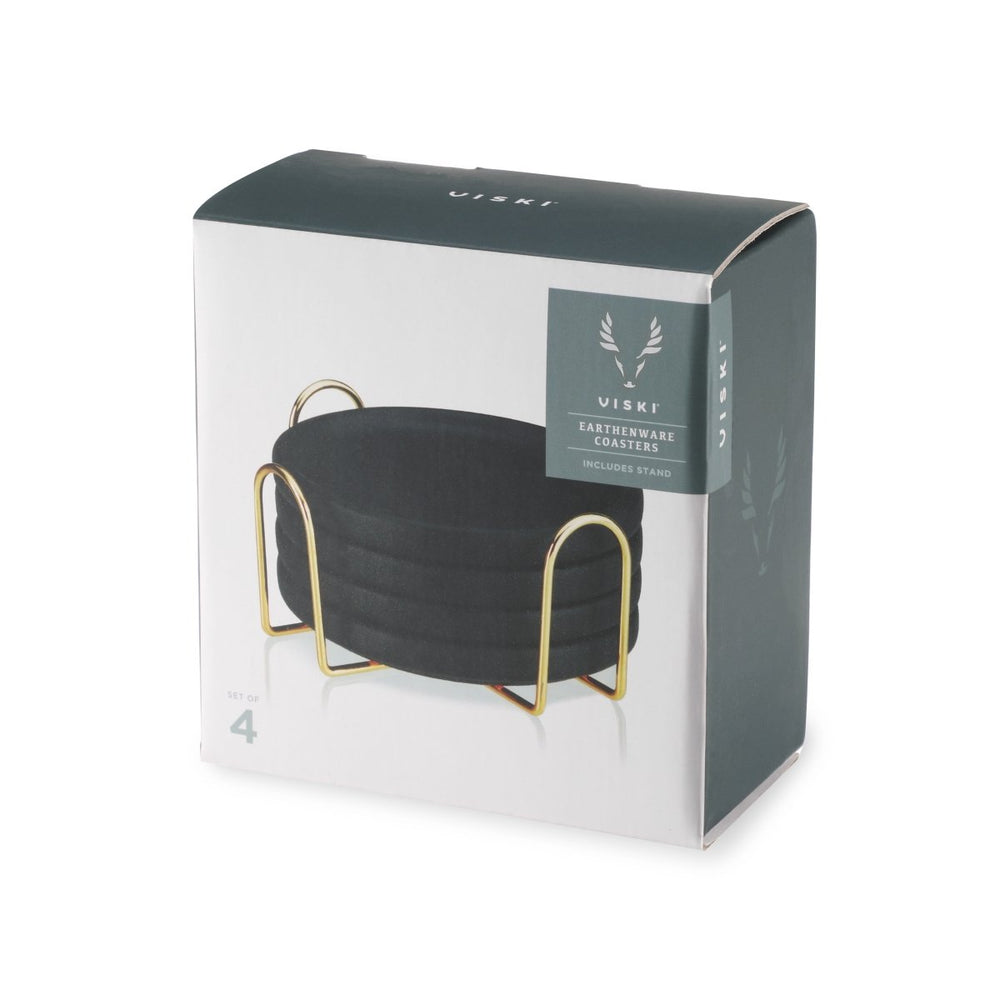 
                      
                        Viski Earthenware Coasters with Stand, Set of 4 - lily & onyx
                      
                    